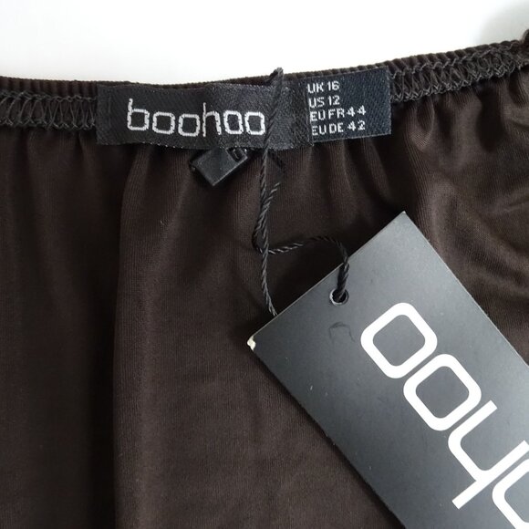 Boohoo Brown Bodycon Sheath Dress Women Size 12 Sleeveless Keyhole Partywear NEW - Picture 4 of 10